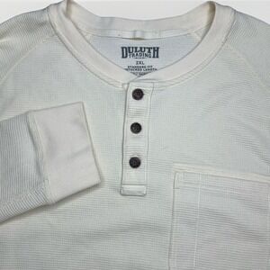 Duluth Trading Henley Shirt Mens XXL Ivory Burly Thermal Standard Fit Untucked